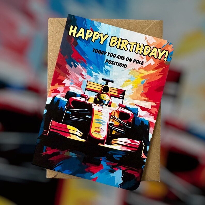 Personalised Formula One Racing Car Birthday Card - Image 2