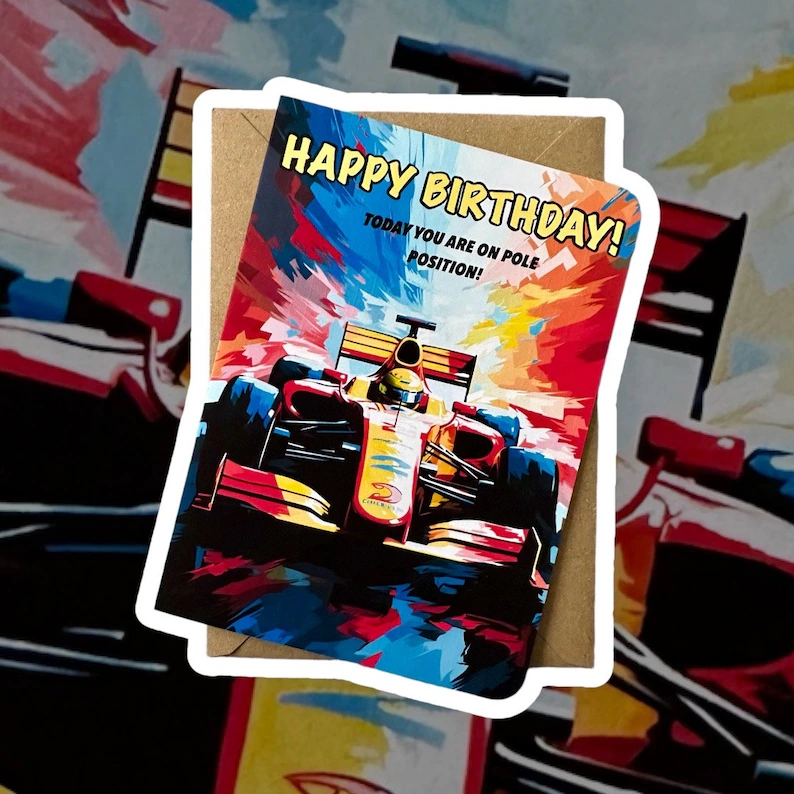 Personalised Formula One Racing Car Birthday Card - Image 3