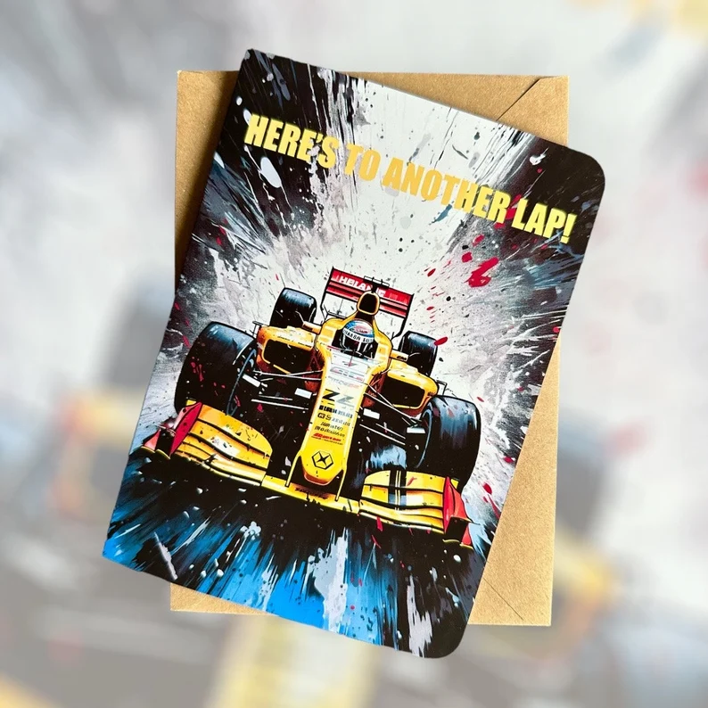 “Here’s to Another Lap” Formula One Birthday Card