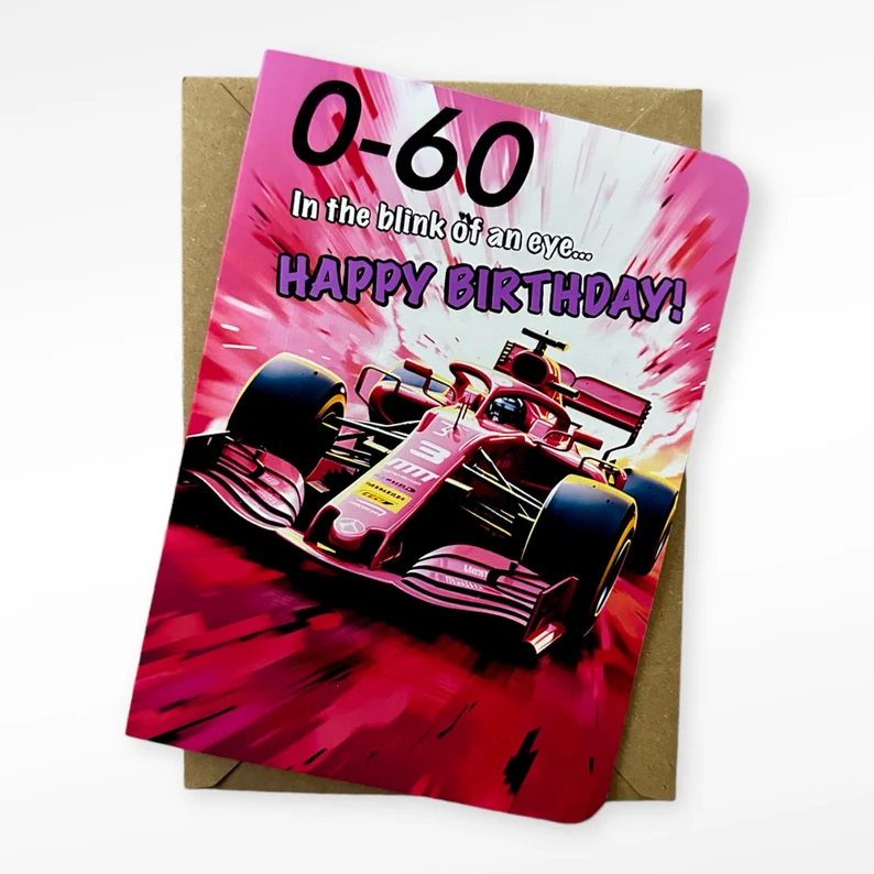 Personalised 0–60 Formula One–Inspired Birthday Card - Image 2