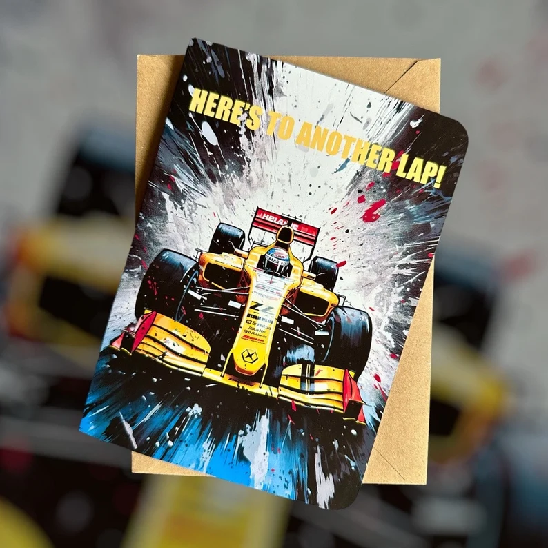 “Here’s to Another Lap” Formula One Birthday Card - Image 2