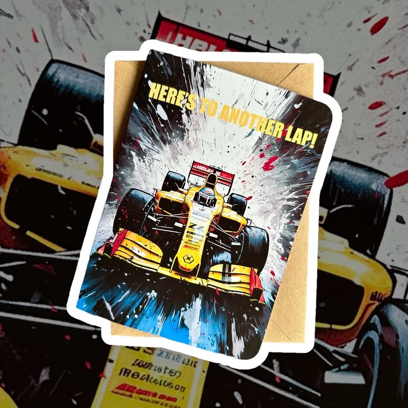 “Here’s to Another Lap” Formula One Birthday Card - Image 3