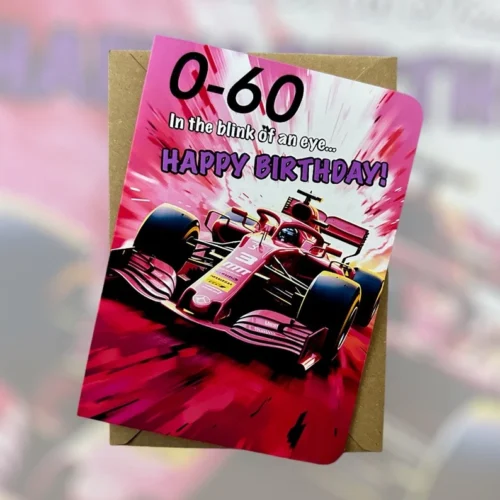 Personalised 0–60 Formula One–Inspired Birthday Card
