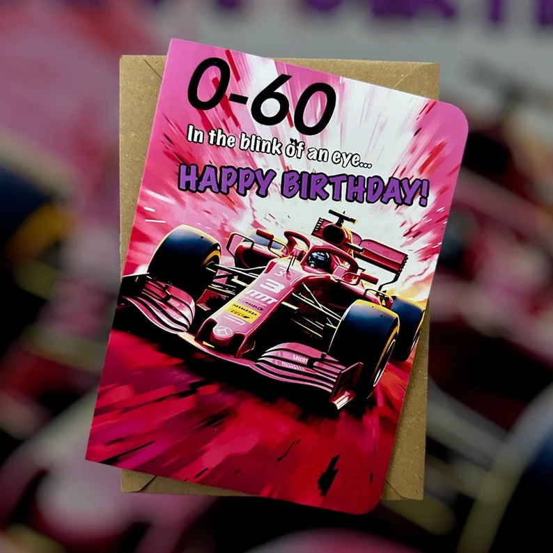 Personalised 0–60 Formula One–Inspired Birthday Card - Image 4
