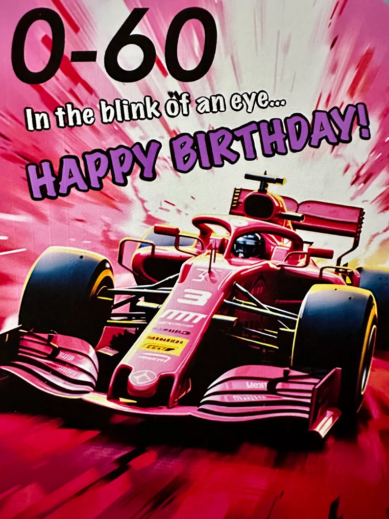 Personalised 0–60 Formula One–Inspired Birthday Card - Image 3