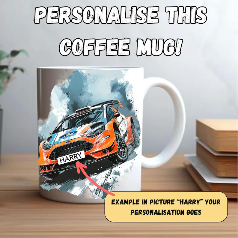 Personalised Coffee Mug – Rally Car Design - Image 2