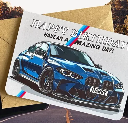 Personalised Sports Car Birthday Card (M3 Design)