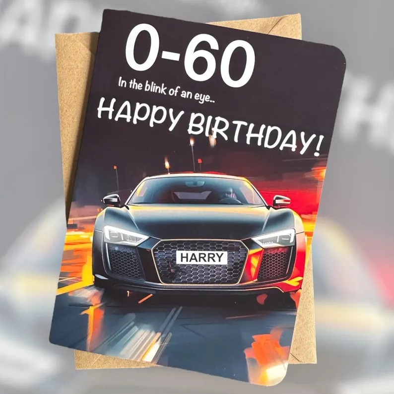 Personalised 0–60 Supercar Registration Birthday Card - Image 4