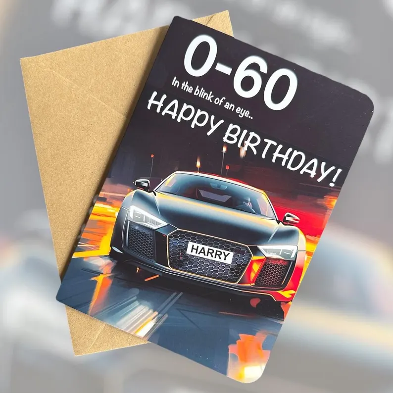 Personalised 0–60 Supercar Registration Birthday Card - Image 2