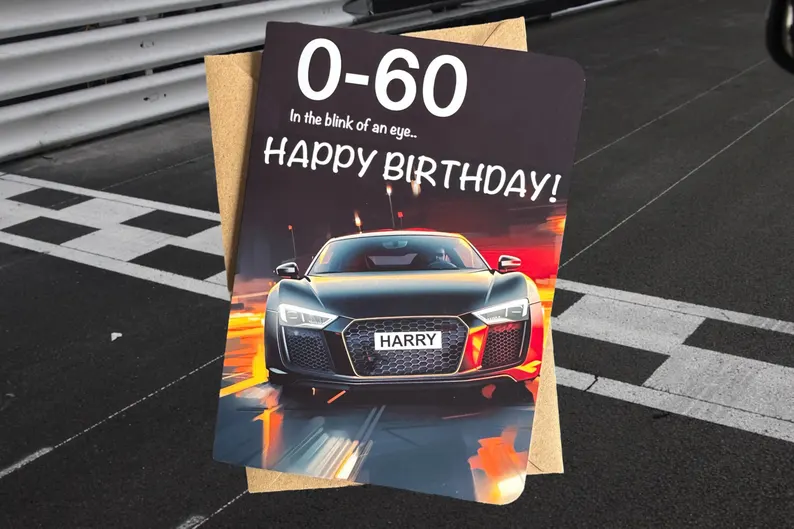 Personalised 0–60 Supercar Registration Birthday Card - Image 3