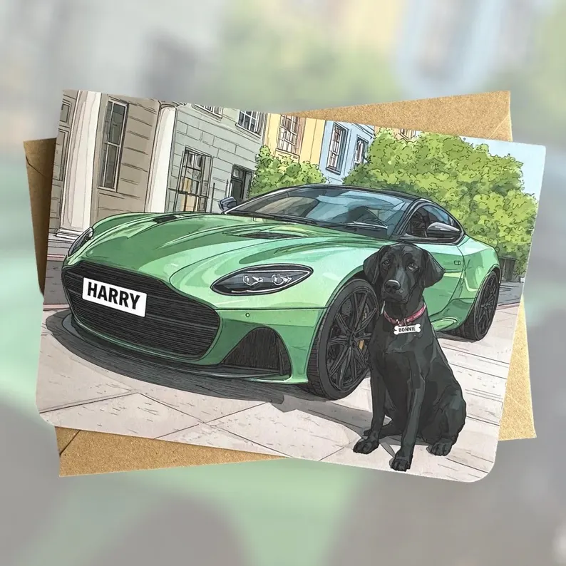Personalised Supercar & Labrador Birthday Card - Image 4