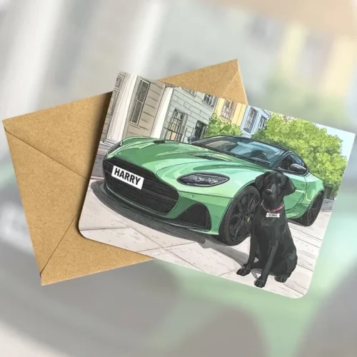Personalised Supercar & Labrador Birthday Card