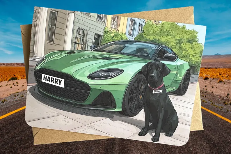 Personalised Supercar & Labrador Birthday Card - Image 3